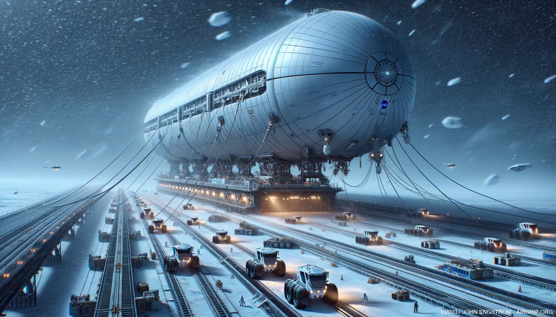 Airship Assembled Arctic Maglevs -  Concept Art and Systems Visualization