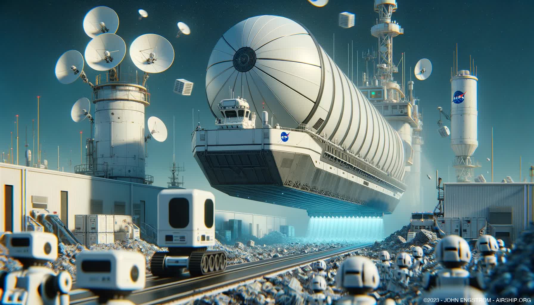 Airship Assembled Nano Recycling Facility -  Concept Art and Systems Visualization