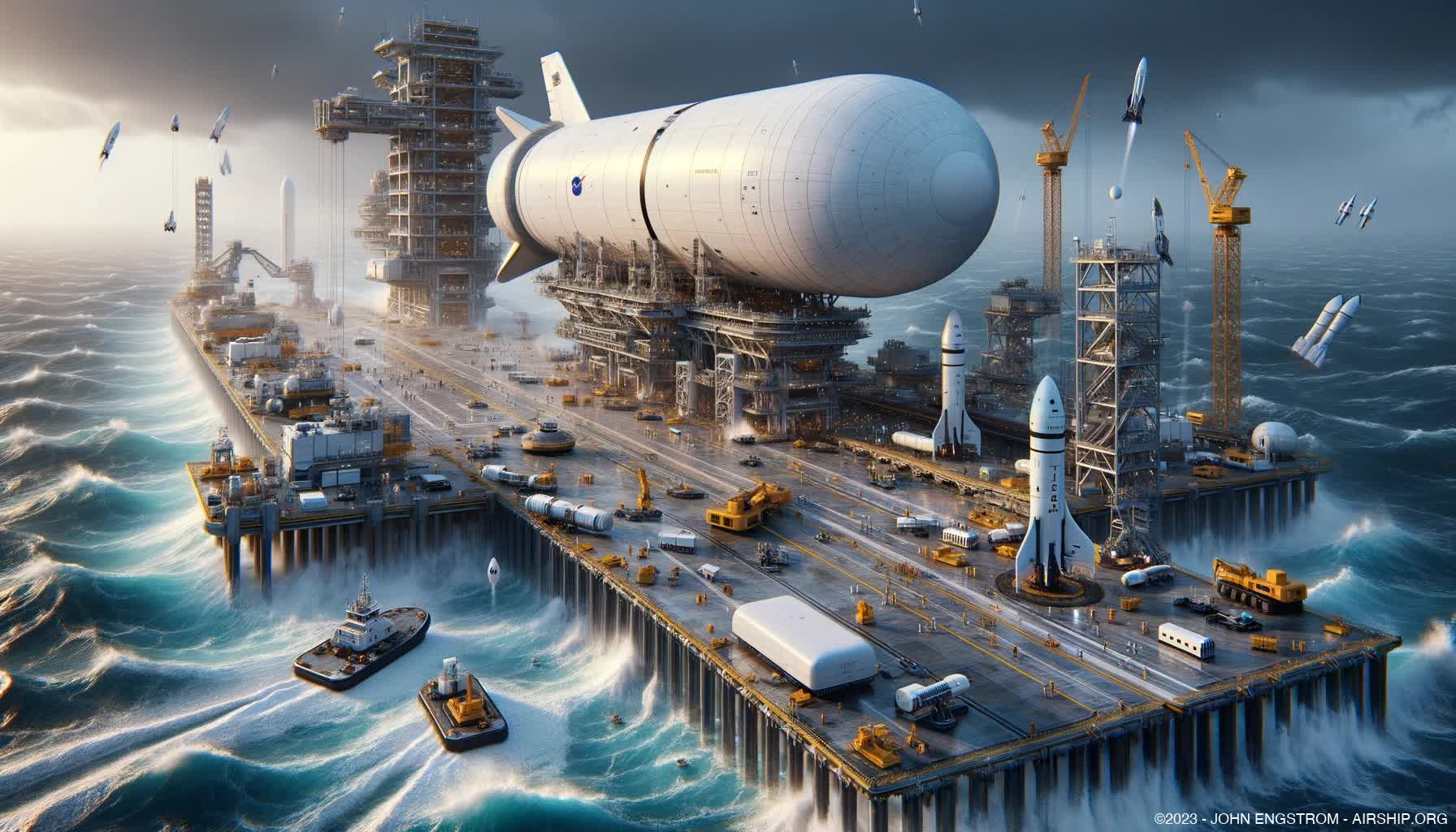 Airship-Assembled-Spacecraft-Facility-Sea-Platform-5