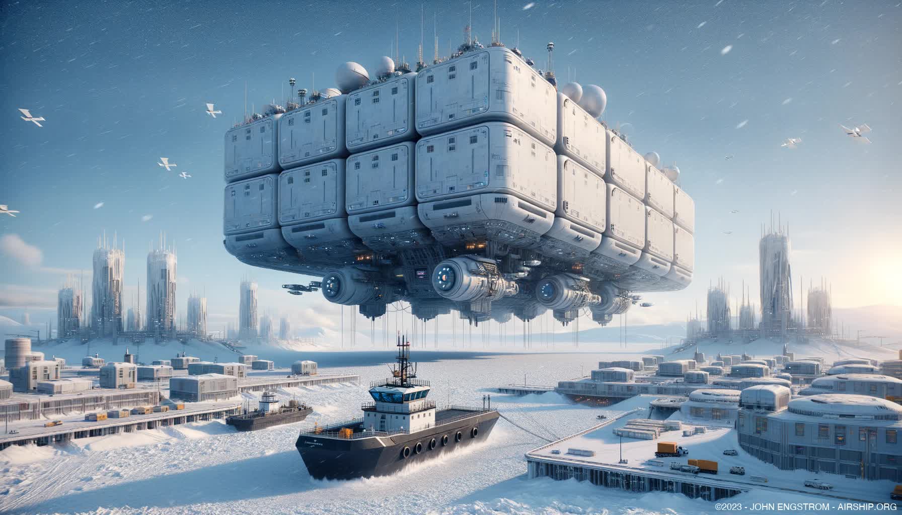 Arctic Airship Operations -  Concept Art and Systems Visualization